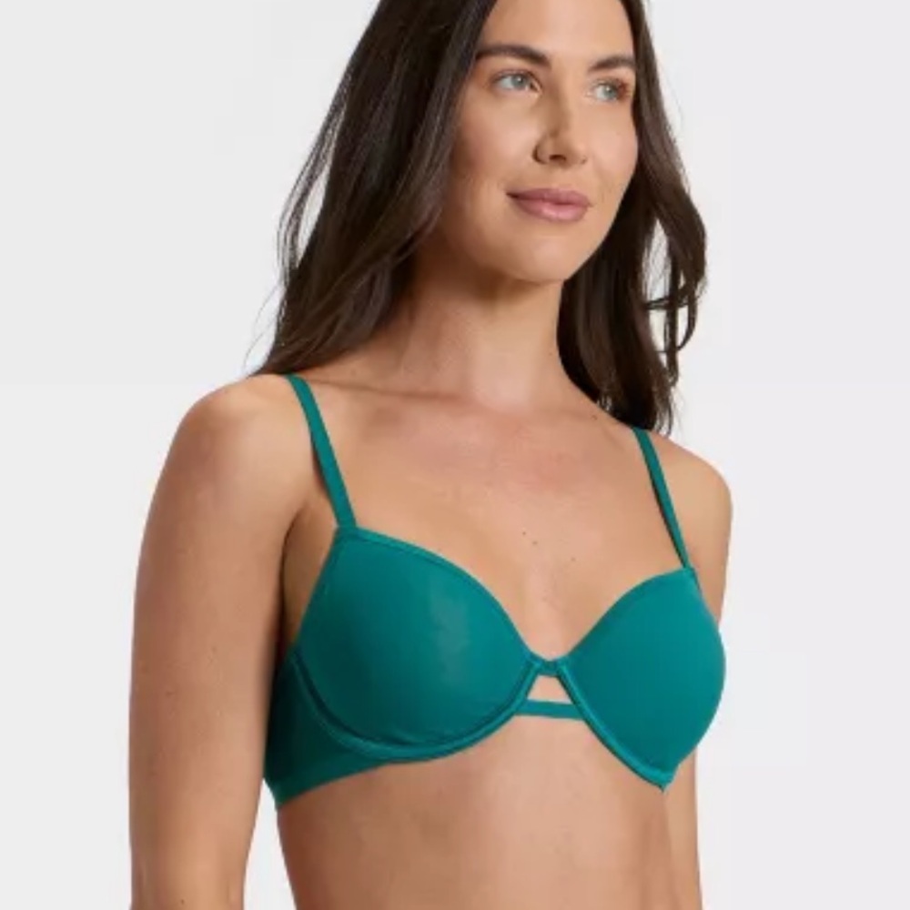 Auden‎ Women’s Teal Mesh Unlined Demi Bra Underwire Bra